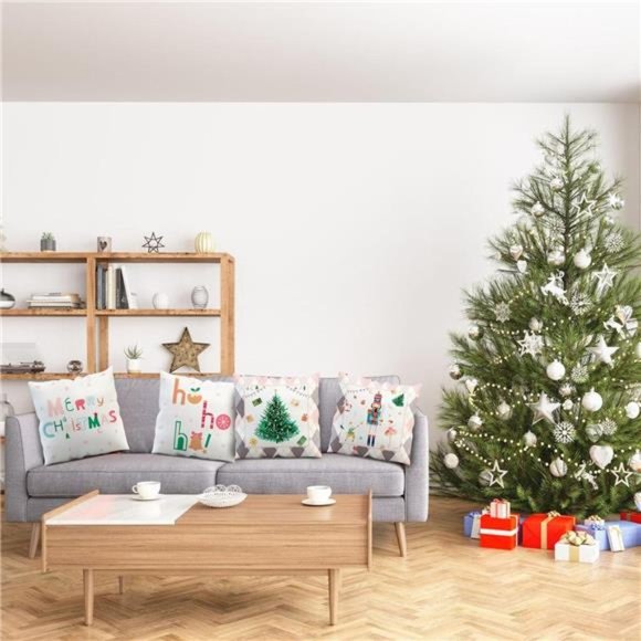 Set of 4 |  Christmas Throw Pillow Covers 18x18 Inches Christmas Decorations - Picture 5 of 8